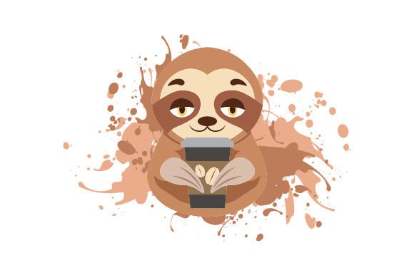 A Sloth Drinking Coffee: Watercolor Crafts & Animals Art