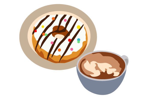 Coffee Cup with Donut for Crafts & Coffee-Themed Products