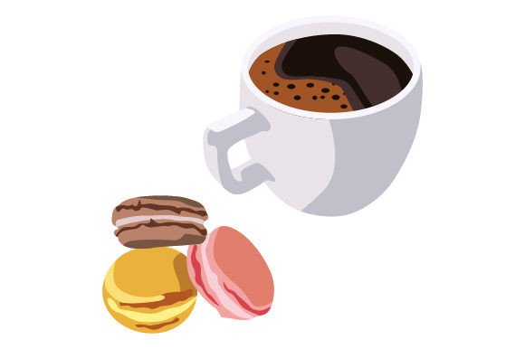 Coffee Cup with Macaron: A Coffee Lover's Craft Asset