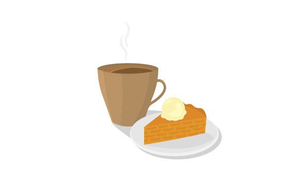 Coffee Cup with Pie: A Cozy Crafts & Coffee Brand Asset