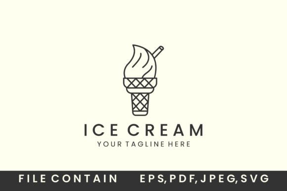 Ice Cream Line Art Logo: Graphics & Logos for Local Brands