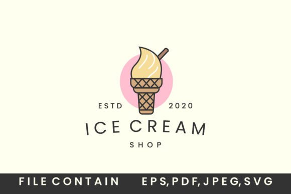 Ice Cream with Flat Color and Vintage Graphics & Logos