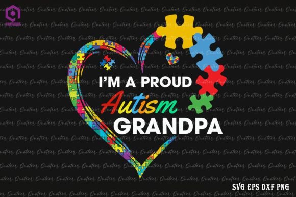 I’m a Proud Autism Grandpa Autism Heart Graphics