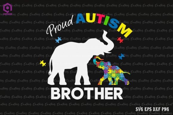 Proud Autism Brother Autism Elephan Graphics for Crafts