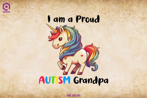 Proud Autism Grandpa Dabbing Unicorn Graphics